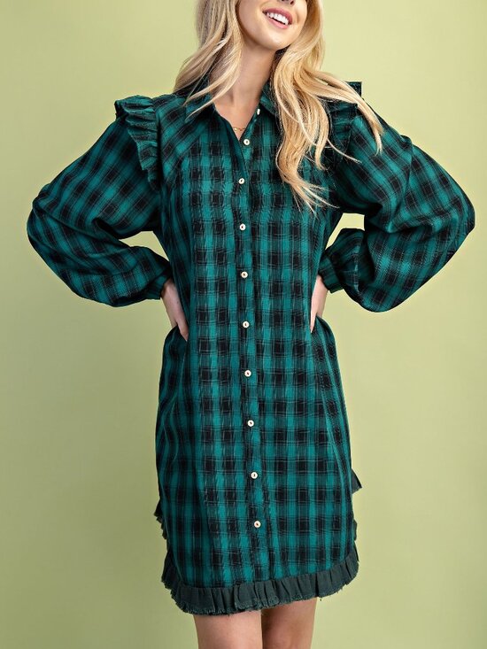 Gigio Dresses & Skirts - GiGio Plaid Mini Shirt Dress
